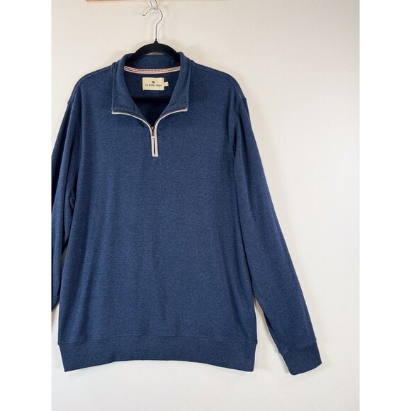 The Normal Brand Mens Sweater Blue 1/4 Zip Mock Neck Pullover Stretch Large - Picture 6 of 13